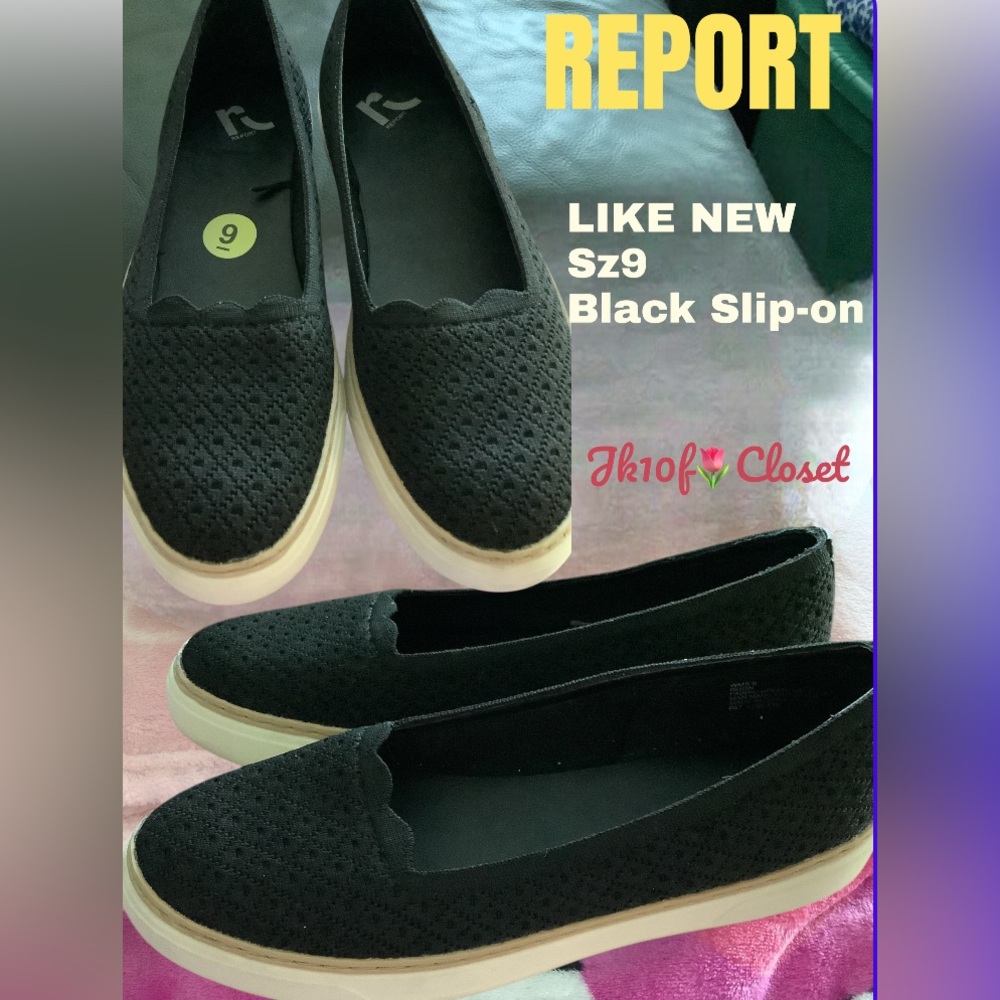 LOWEST🌺 REPORT Sz9 DIJON LIKE NEW BLACK FLAT SHOES